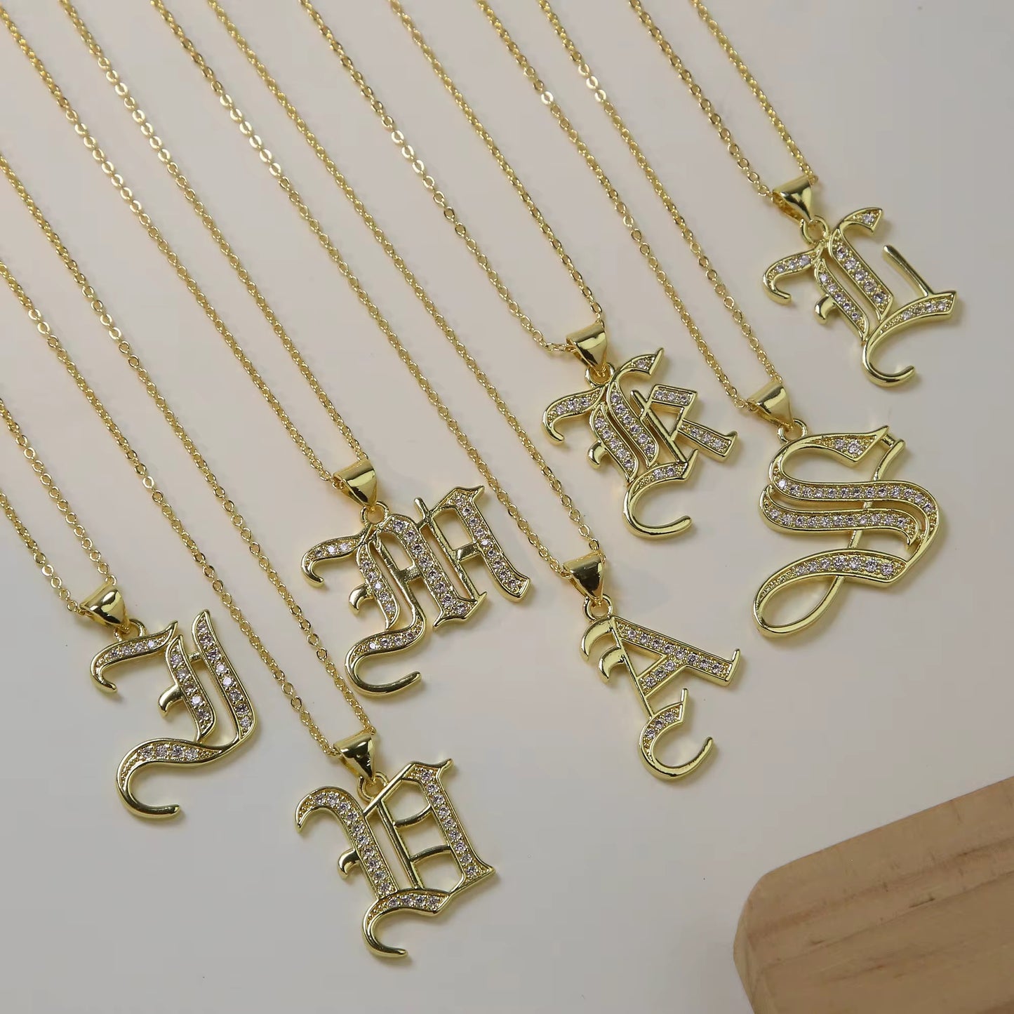 Gothic Script Initial Necklace