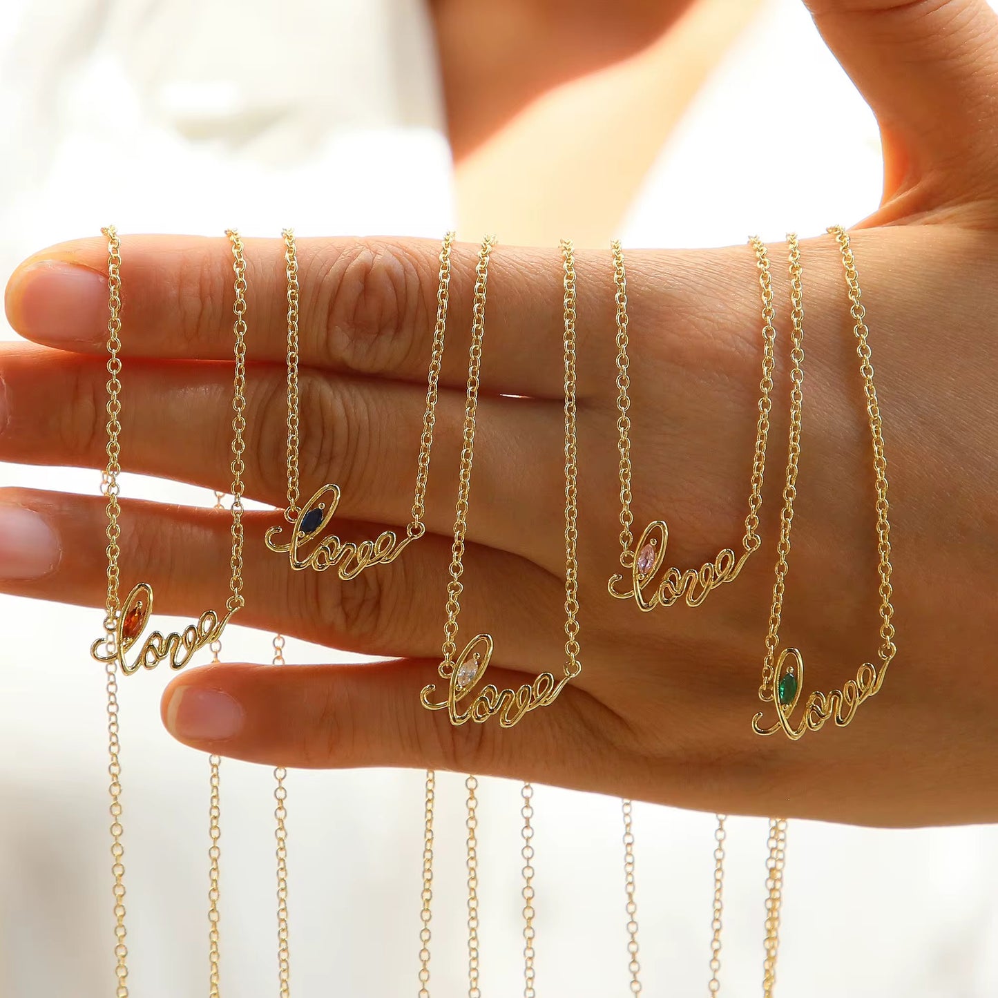 love script font necklace