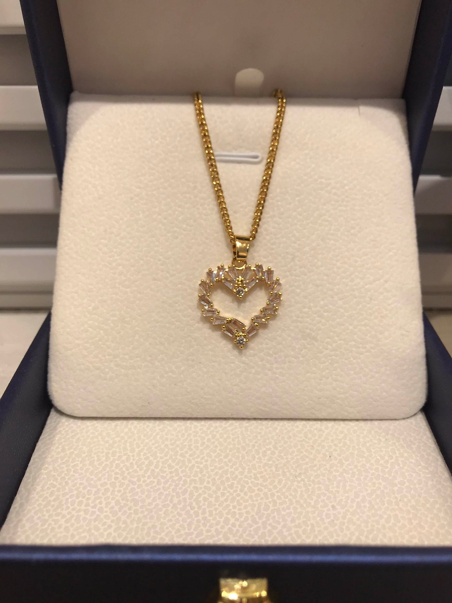 Icy Heart Baguette Necklace