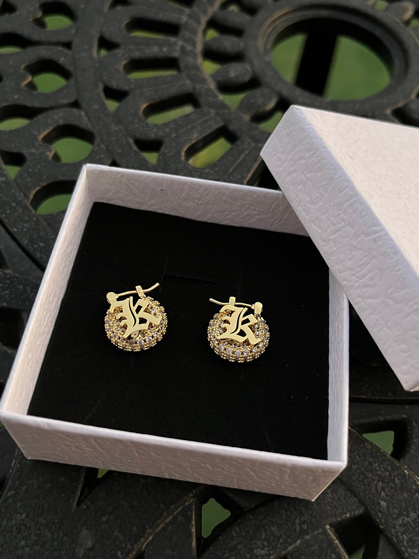 Mini Diamond Initial Hoops