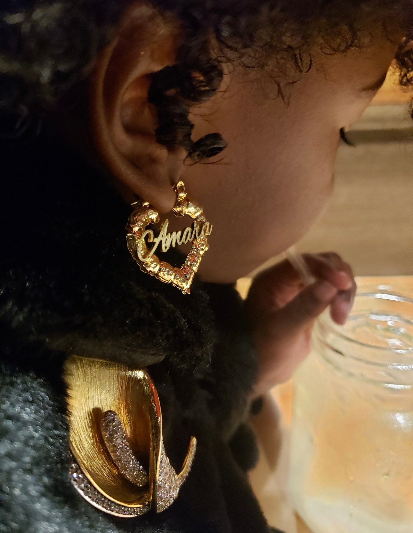 Love Heart Bamboo Hoops