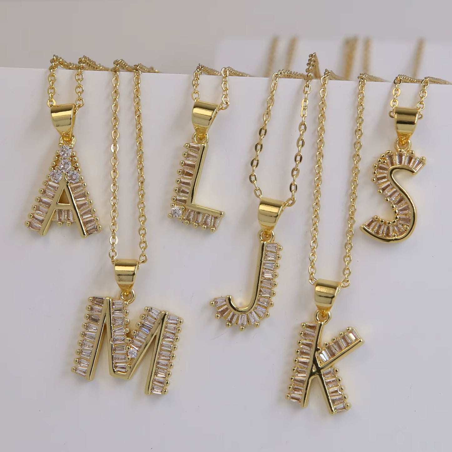 Dainty Baguette Initial Necklace