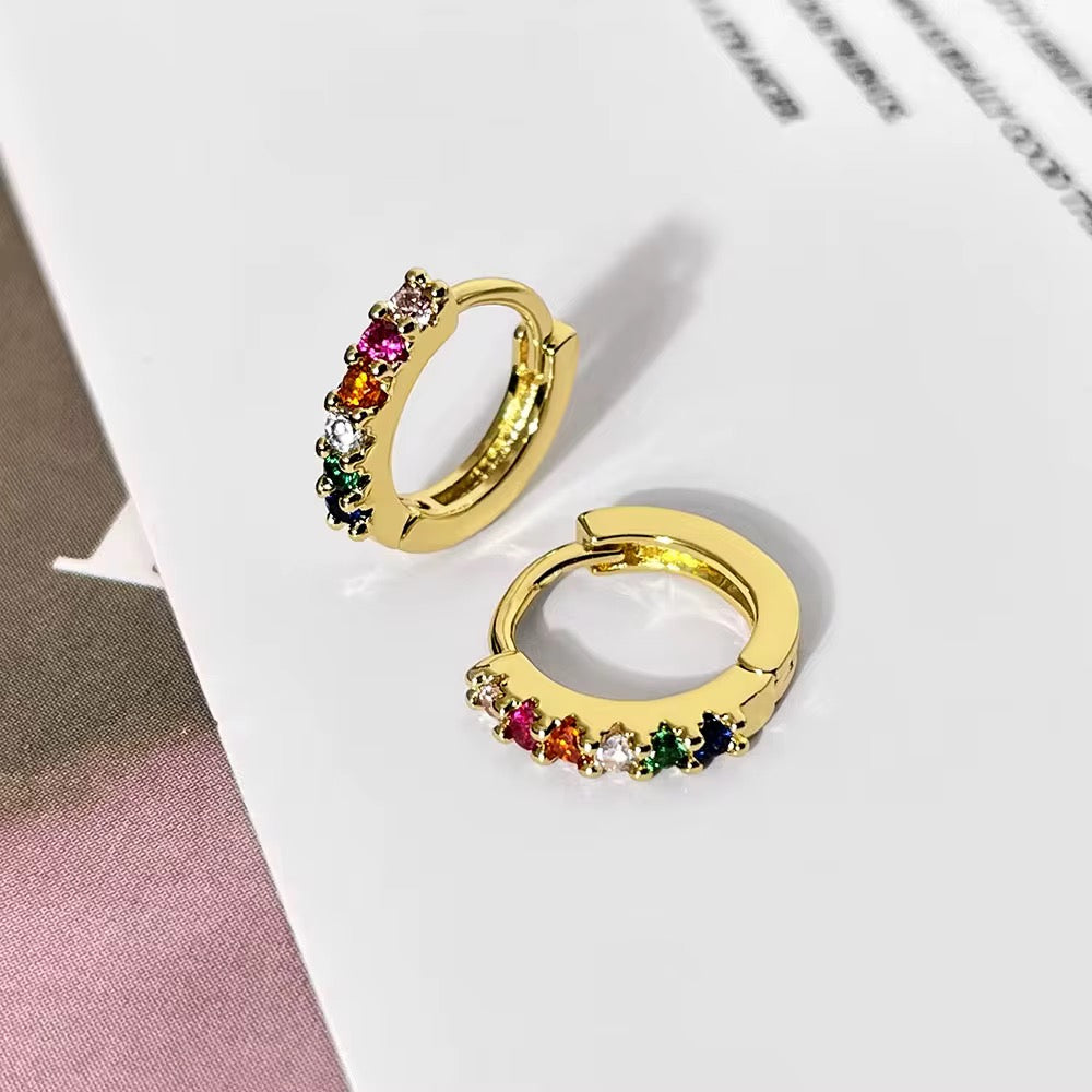 Dainty Colored stone hoops