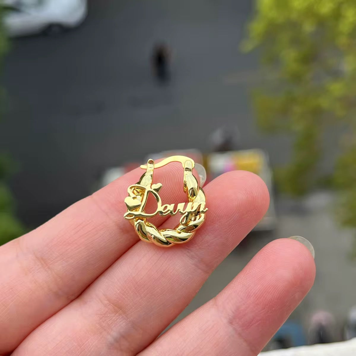 14K Baby Girl Bamboo Hoops