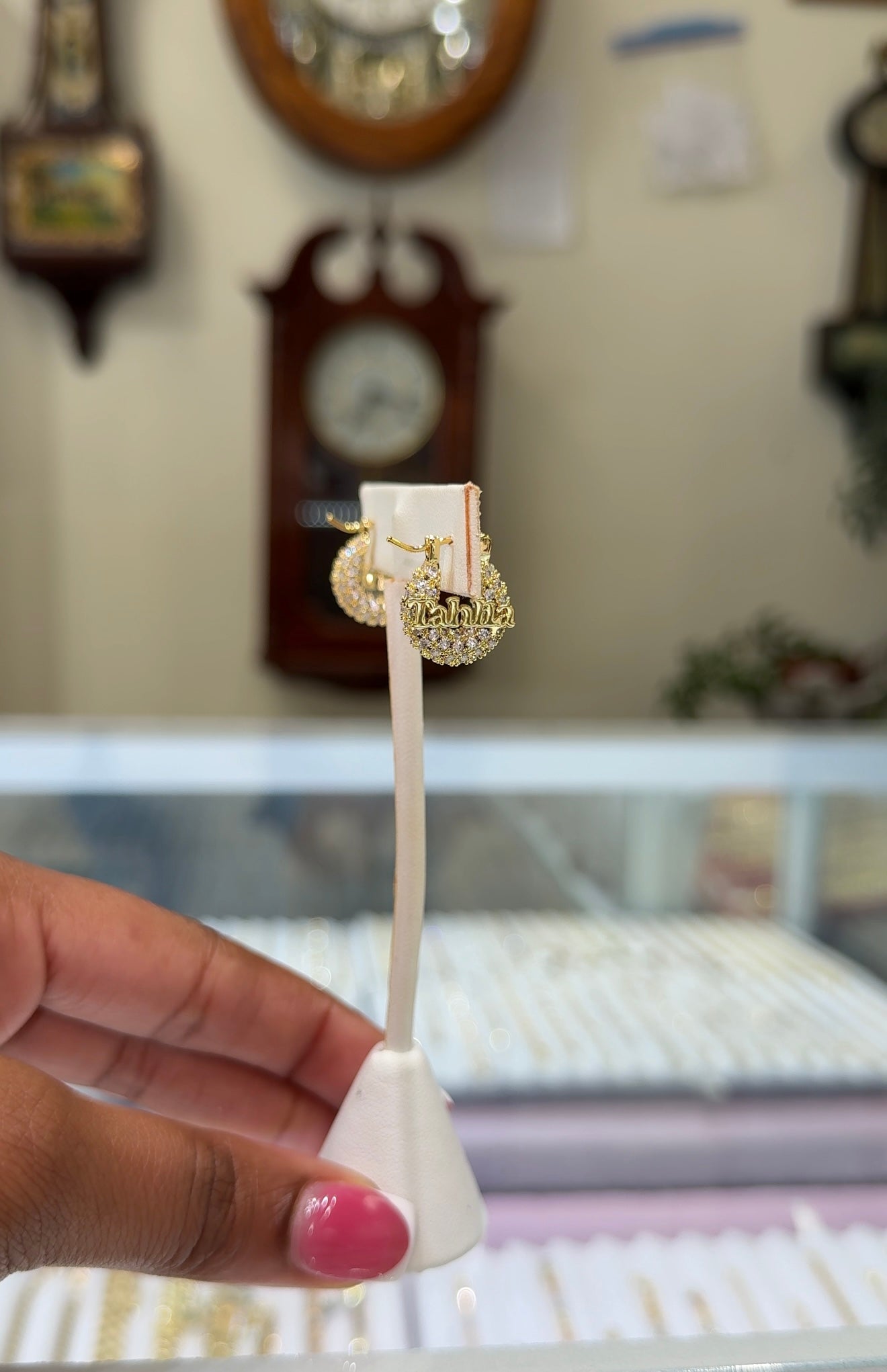 Mini Diamond Nameplate Hoops