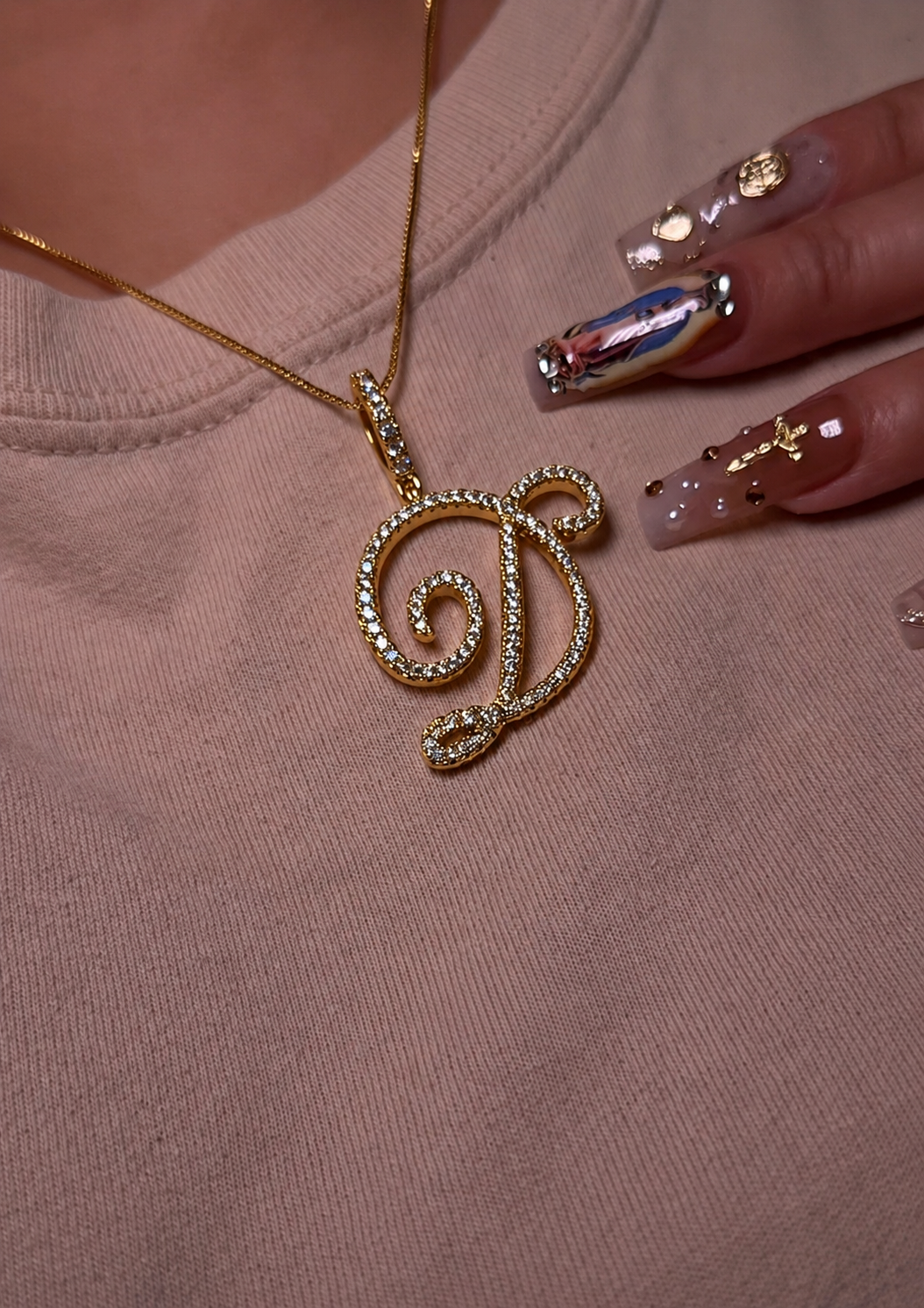 Diamond Script Initial Necklace