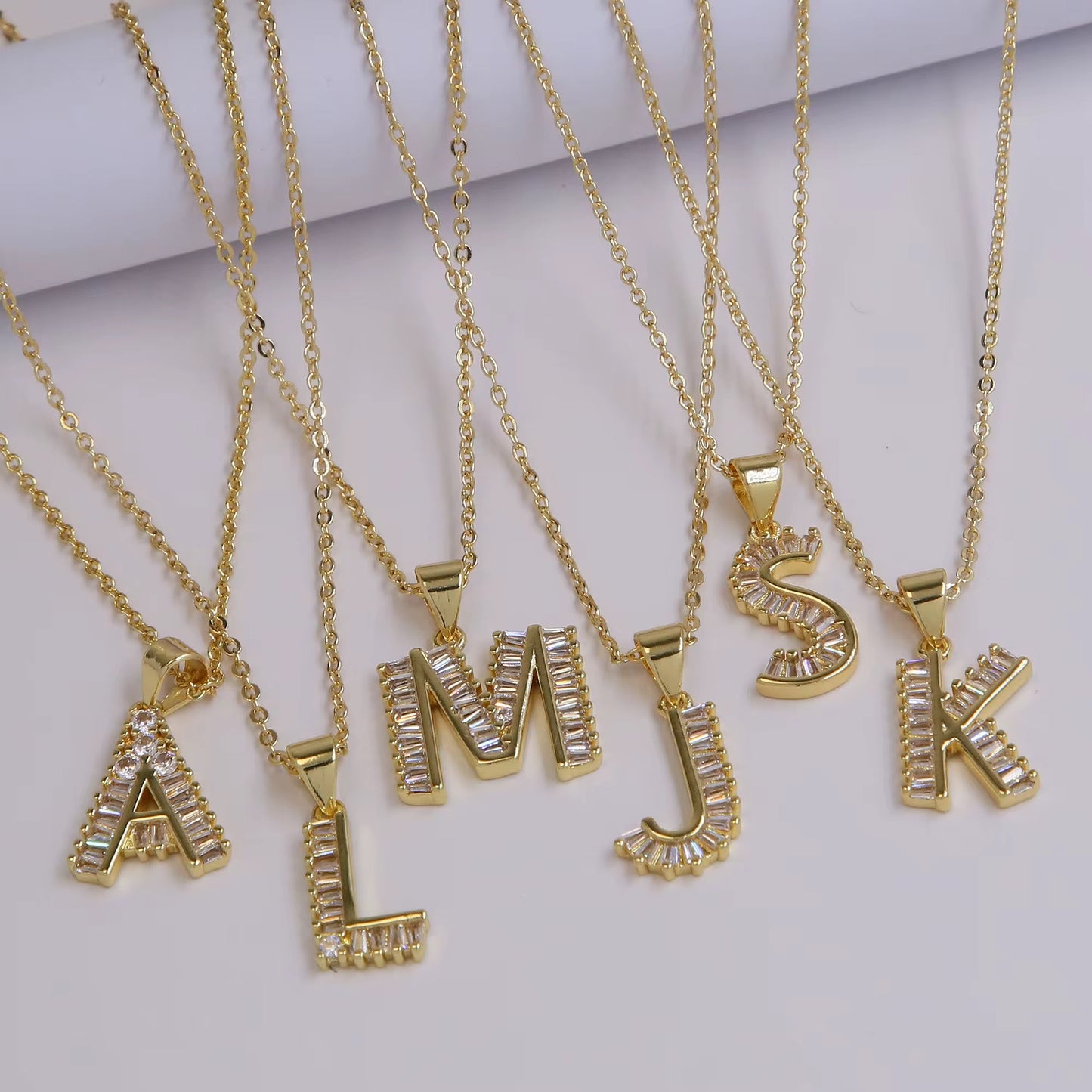 Dainty Baguette Initial Necklace