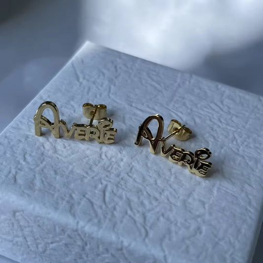 Nameplate Stud Earrings
