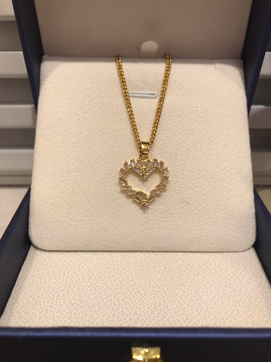 Icy Heart Baguette Necklace