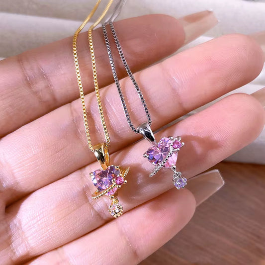 Princess planet heart necklace