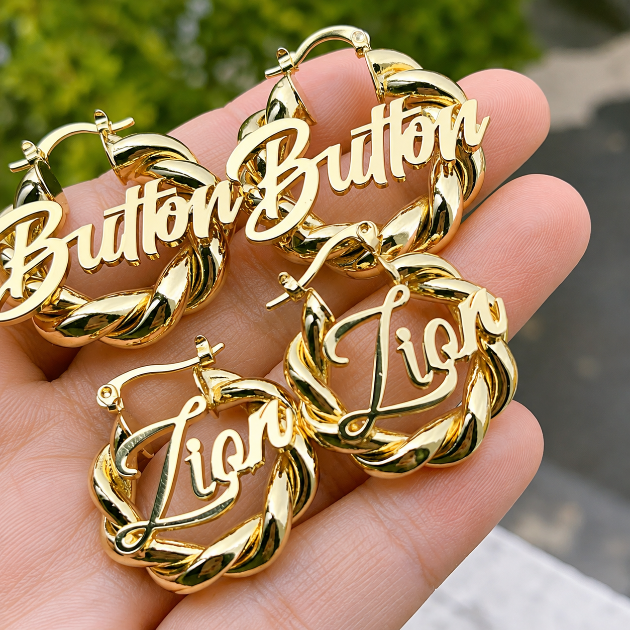 Mommy & Me Nameplate Hoops