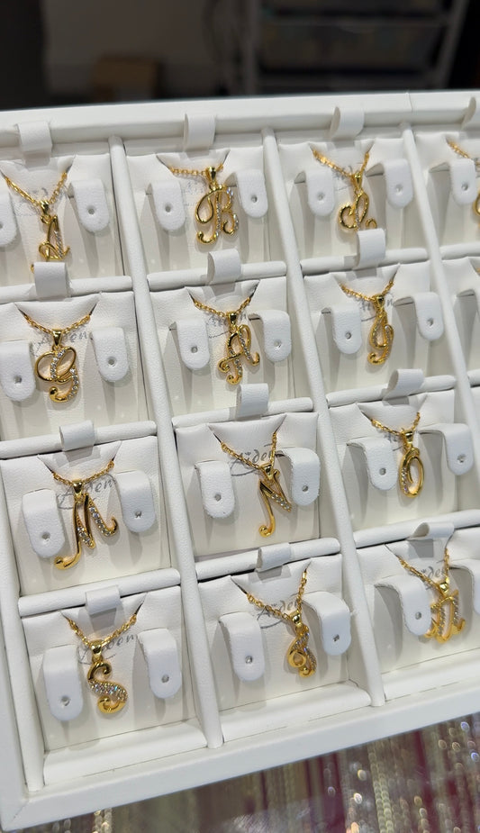 Diamond Script Inital Necklace