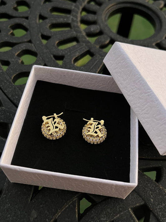 Mini Diamond Initial Hoops