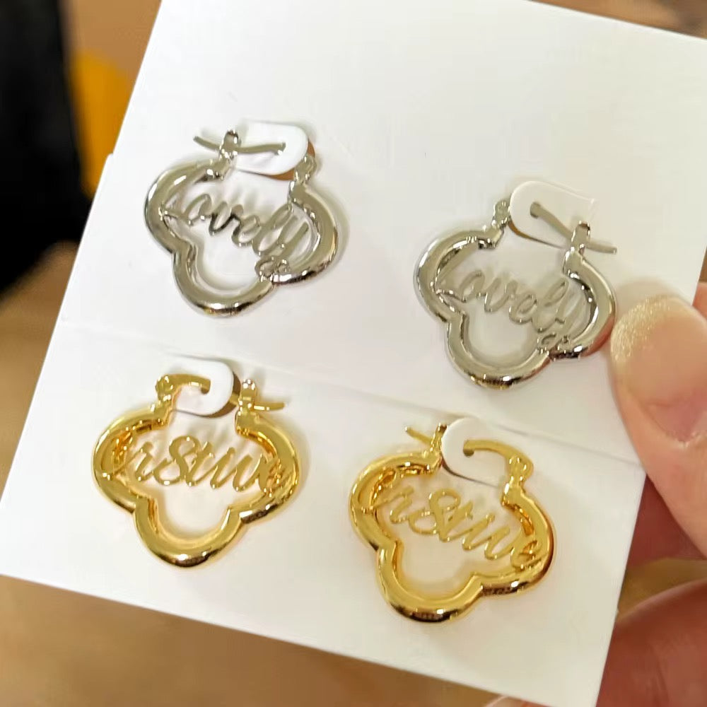 Clover Girl Nameplate Hoops