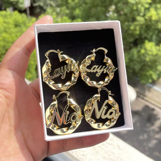 Luxe Twist Name Earrings