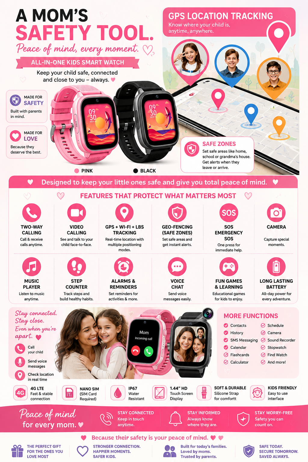 StayClose™ Kids 4G GPS Smart Watch | GPS + Calling + SOS