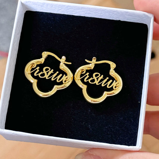 Clover Girl Nameplate Hoops