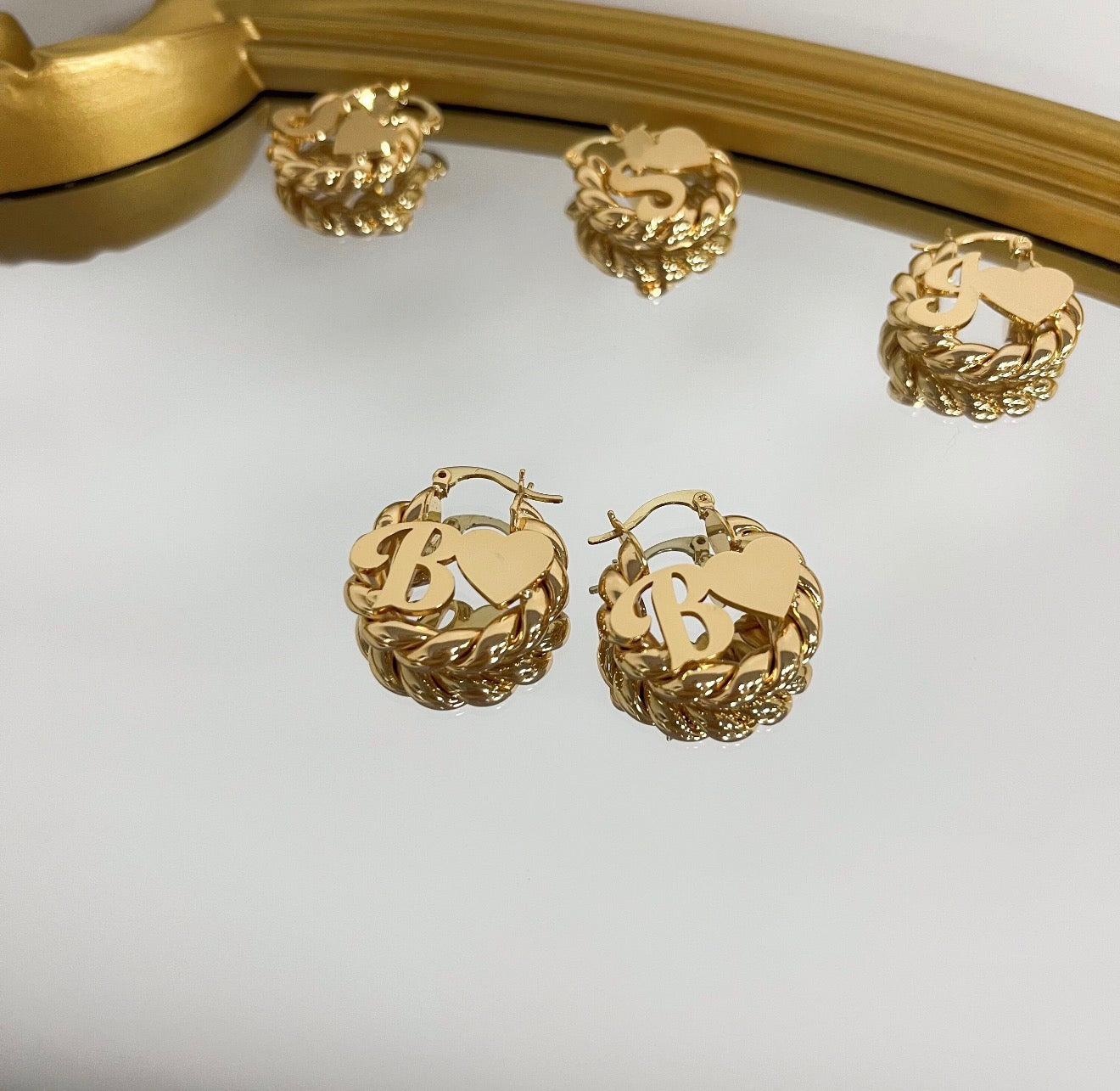 Love Initial Hoops
