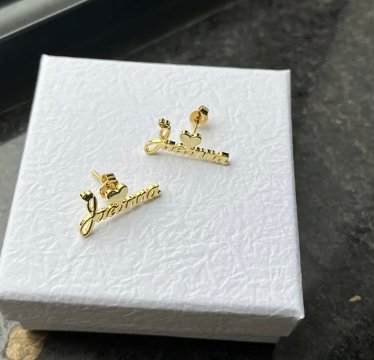 Nameplate Stud Earrings