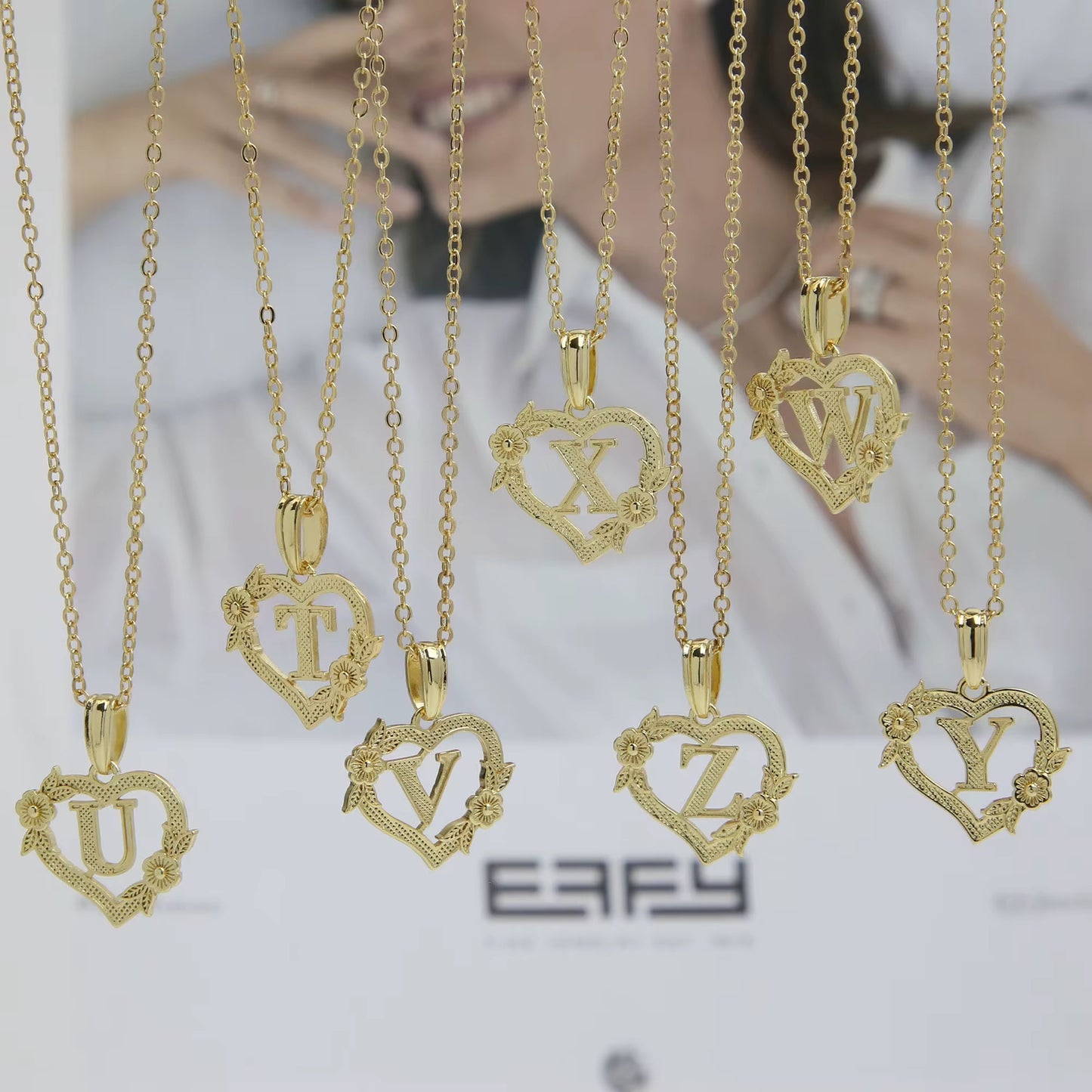 Floral initial necklace