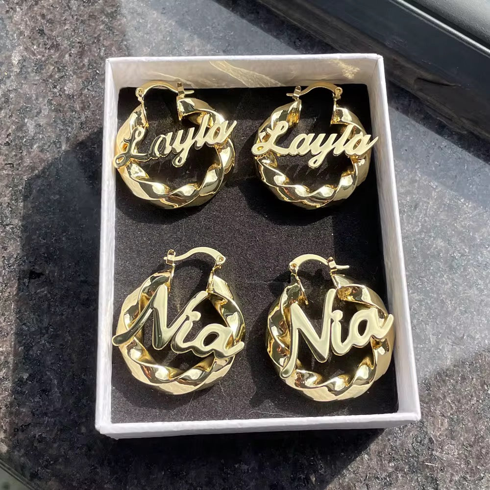 Luxe Twist Name Earrings