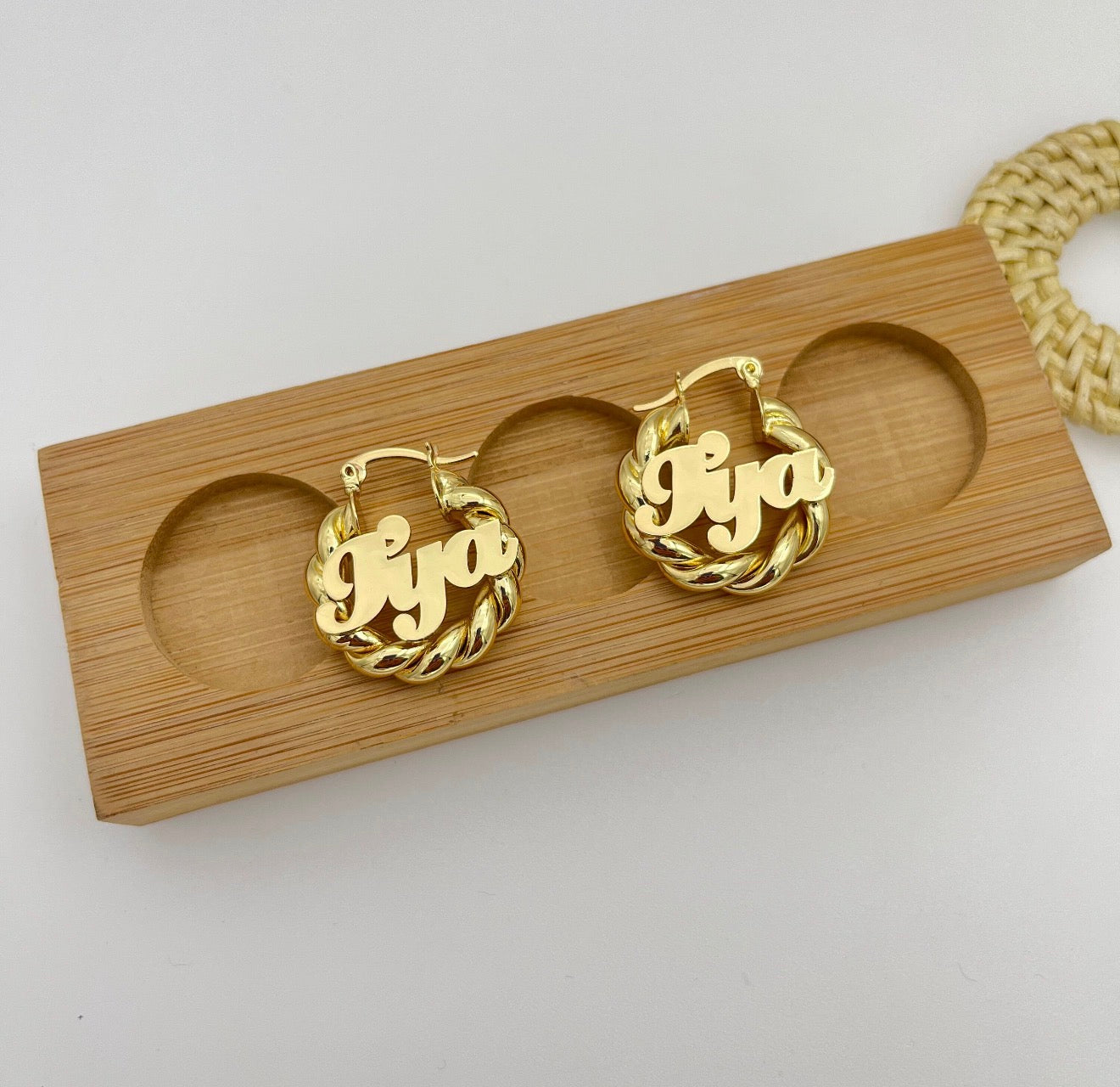 14K Baby Girl Bamboo Hoops