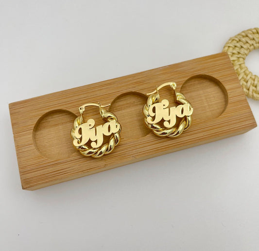 14K Baby Girl Bamboo Hoops