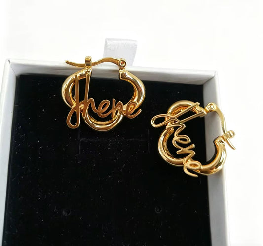 Clover Girl Nameplate Hoops