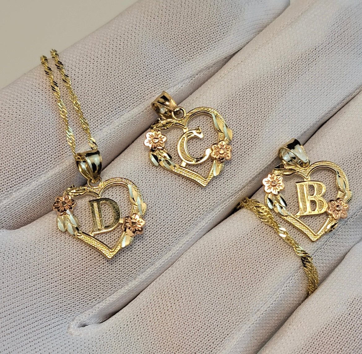Floral initial necklace