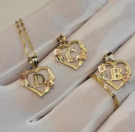 Floral initial necklace