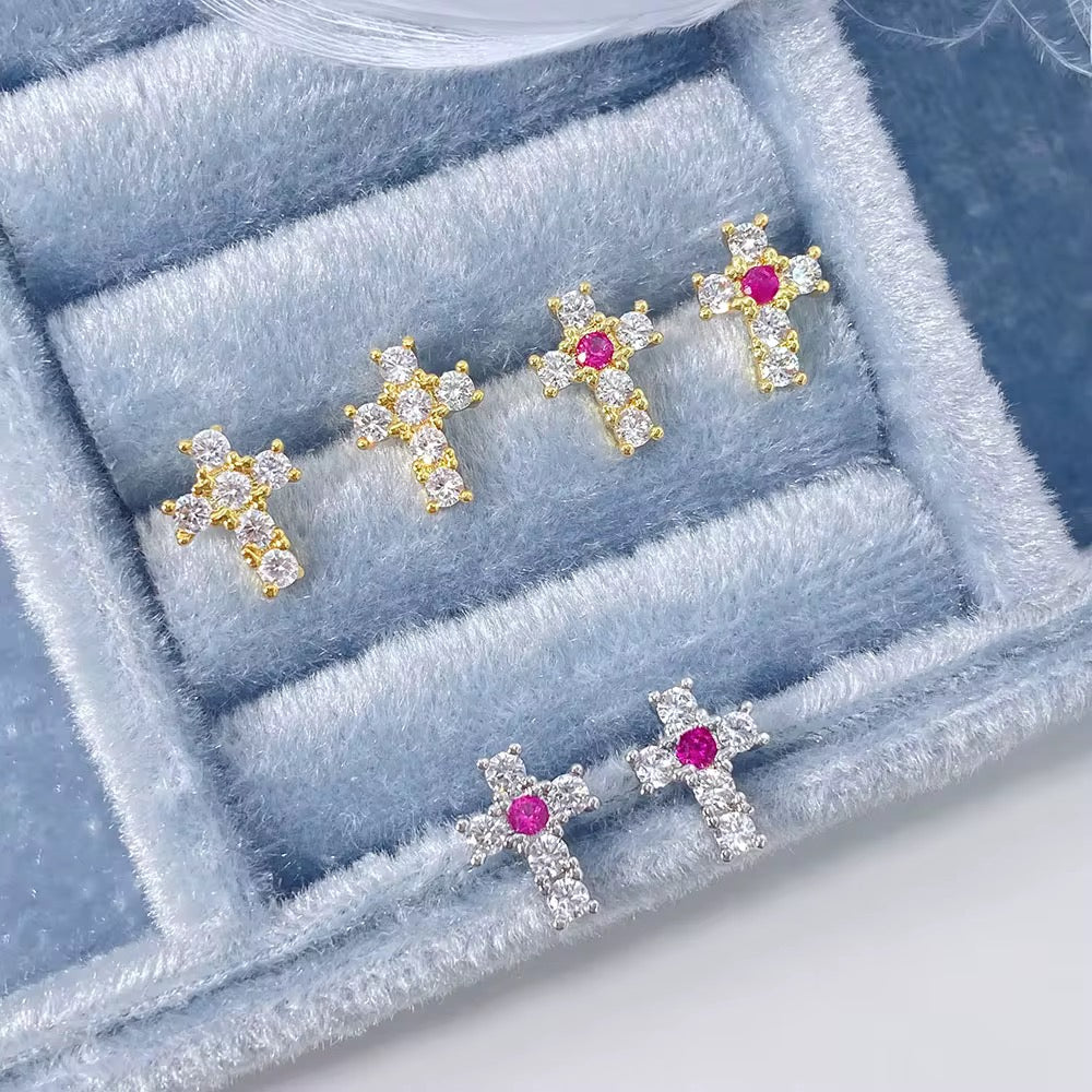 Dainty cross studs