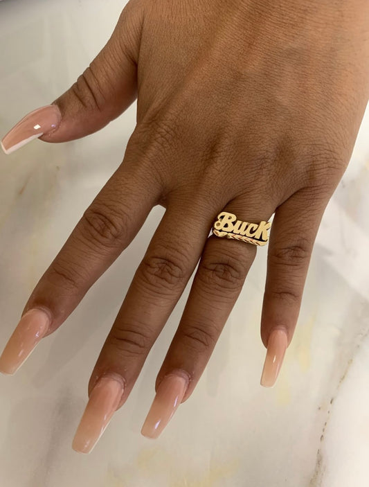 Script Font Nameplate Ring