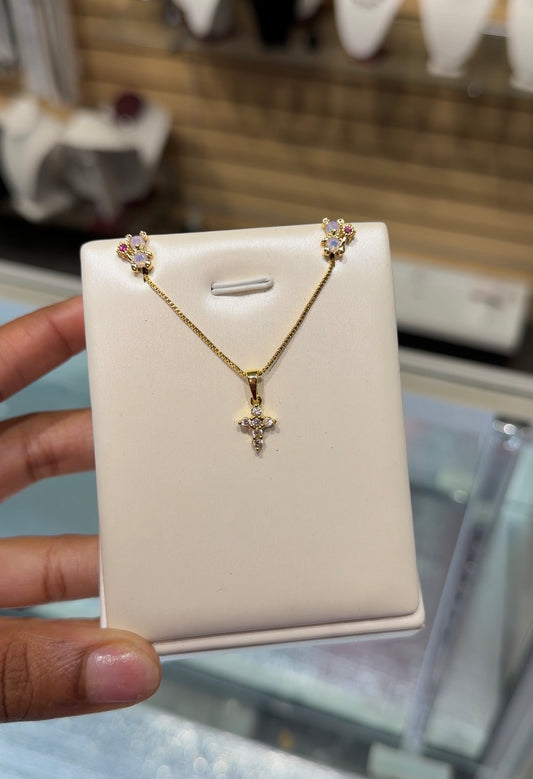 Bear Studs & Cross Set