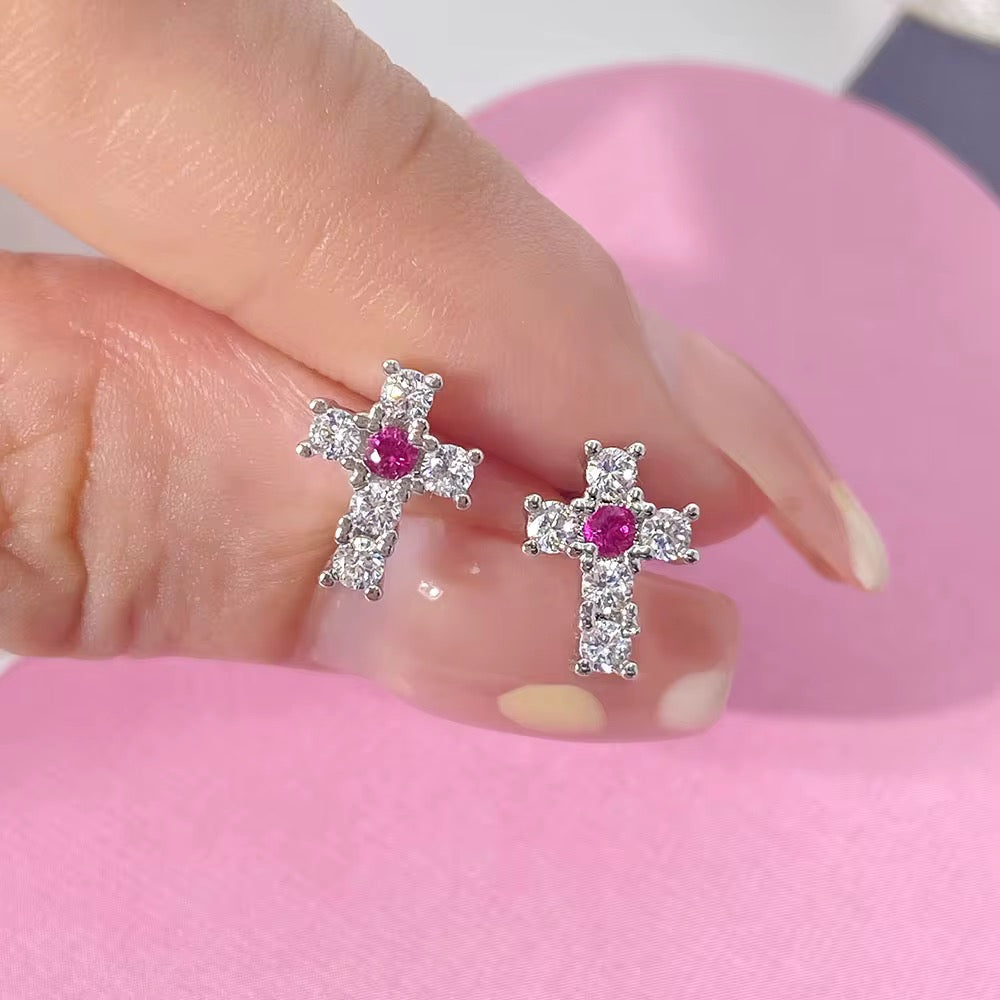 Dainty cross studs