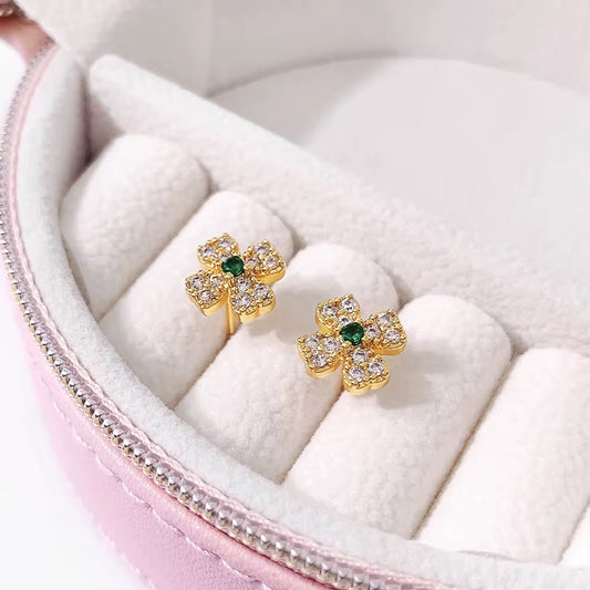 Dainty Diamond Clover Studs