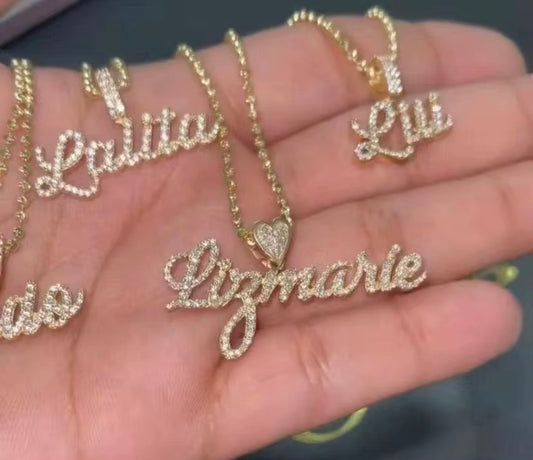 Diamond cursive name necklace