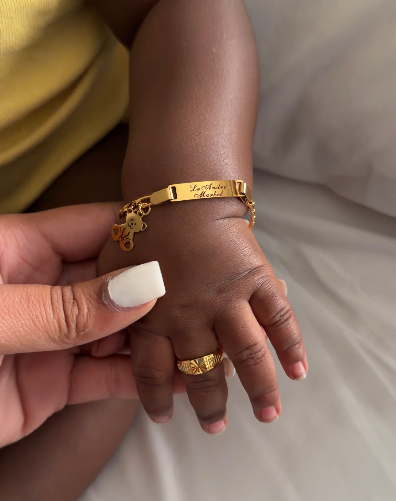 2PC Baby Bear ID Bracelet & Ring Set