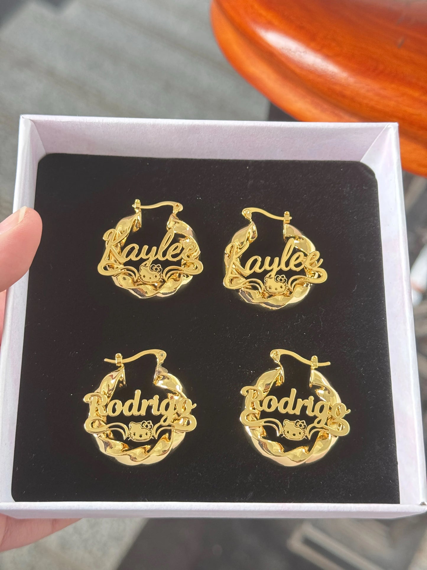 Hello Kitty Nameplate Hoops